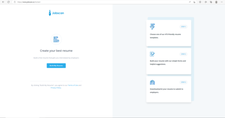 Jobscan Resume Builder Page